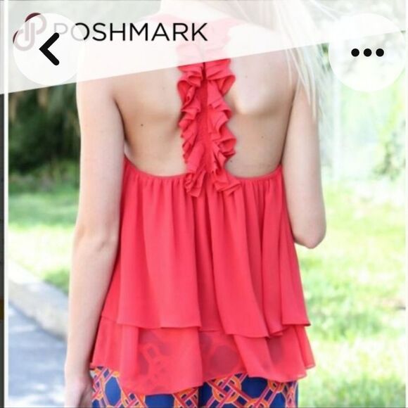 Naked Zebra Coral raserback top blouse size S sleeveless - Picture 2 of 8